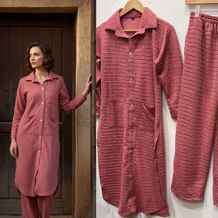 LC01 - PINK WINTER LYCRA CO-ORD SETS