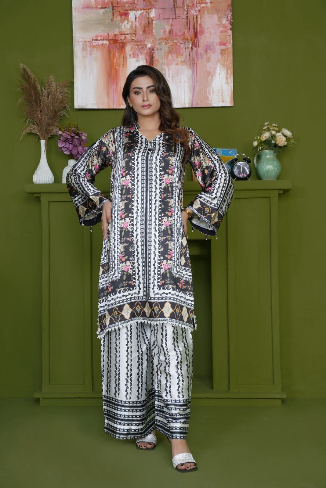Sh08- SHAMOZ SILK PRINT CO-ORD 2 PIECE