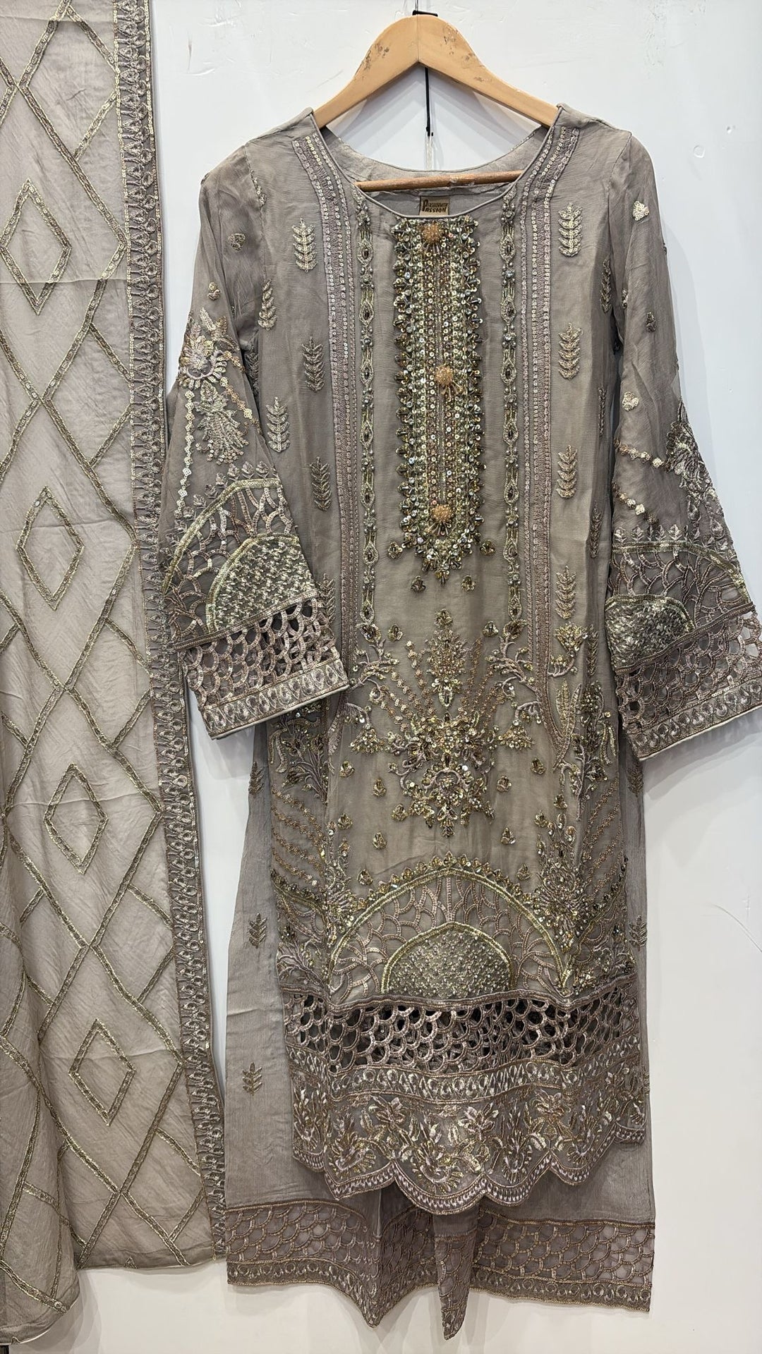 331B- Embroidered Chiffon 3 Piece Suit
