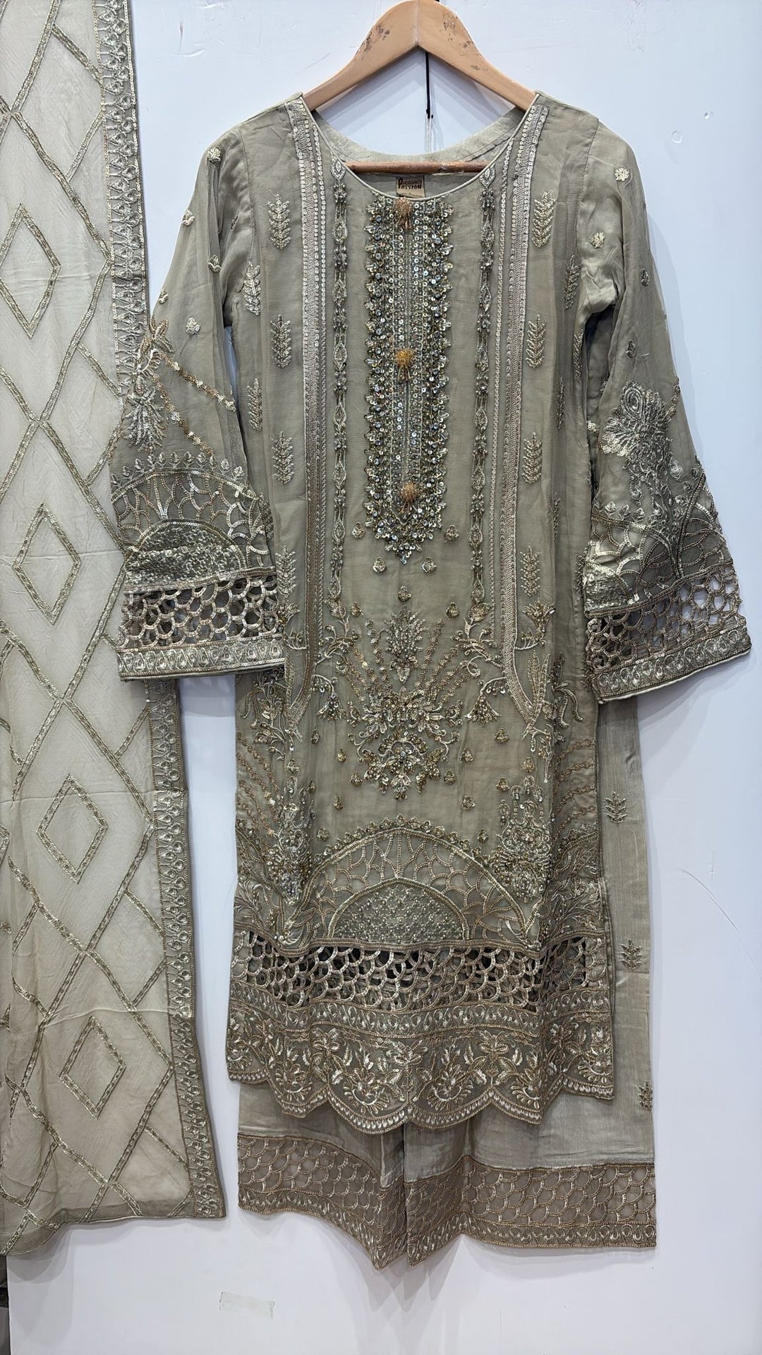 331C- Embroidered Chiffon 3 Piece Suit