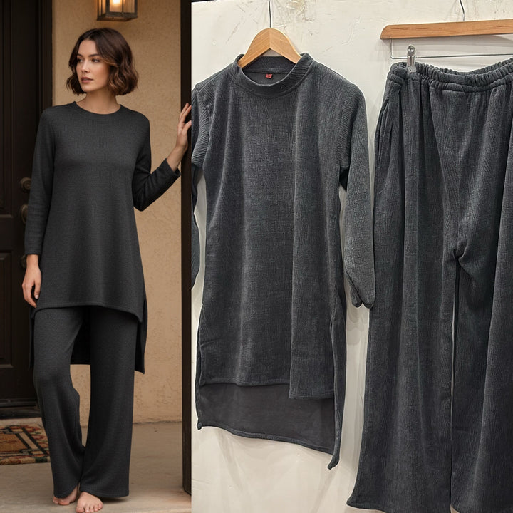 LV01 - DARK GREY WINTER STRETCH JERSEY CO-ORD SETS