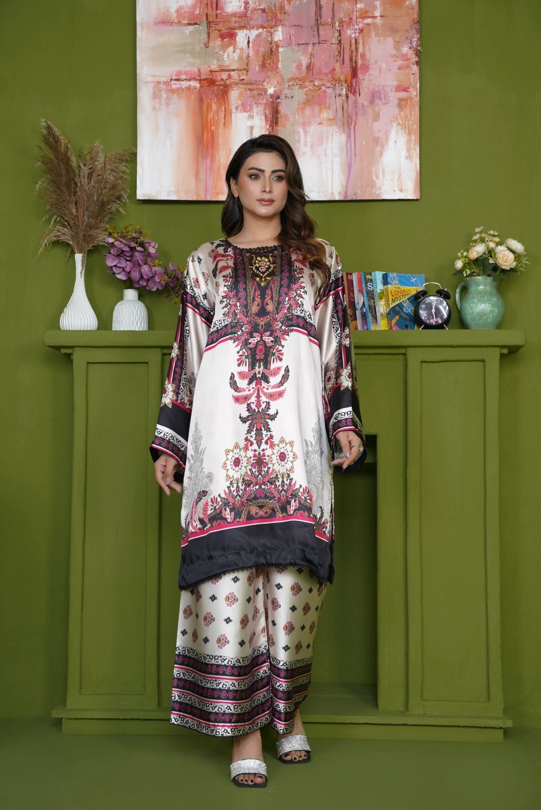 Sh04- SHAMOZ SILK PRINT CO-ORD 2 PIECE