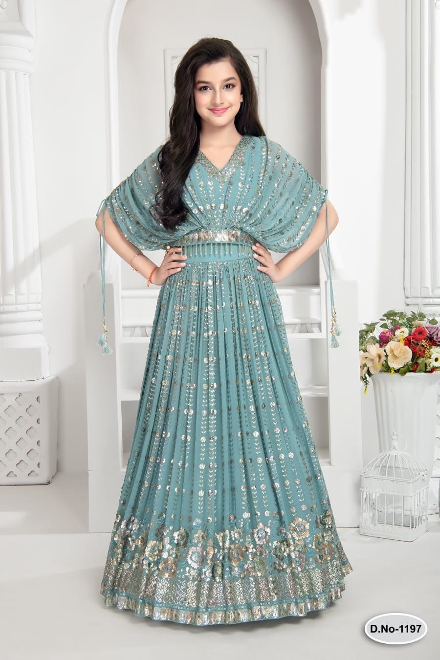 sachin and babi light blue dress Floral Embroidered Pink Dress