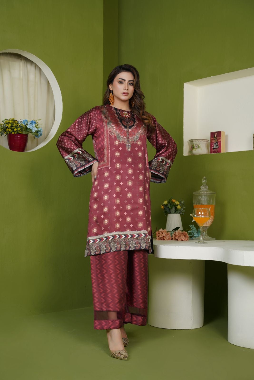 Sh06- SHAMOZ SILK PRINT CO-ORD 2 PIECE