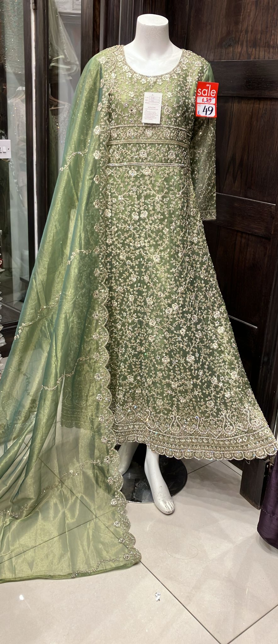 EMBROIDERED ORGANZA DRESS 3 PIECE 344A