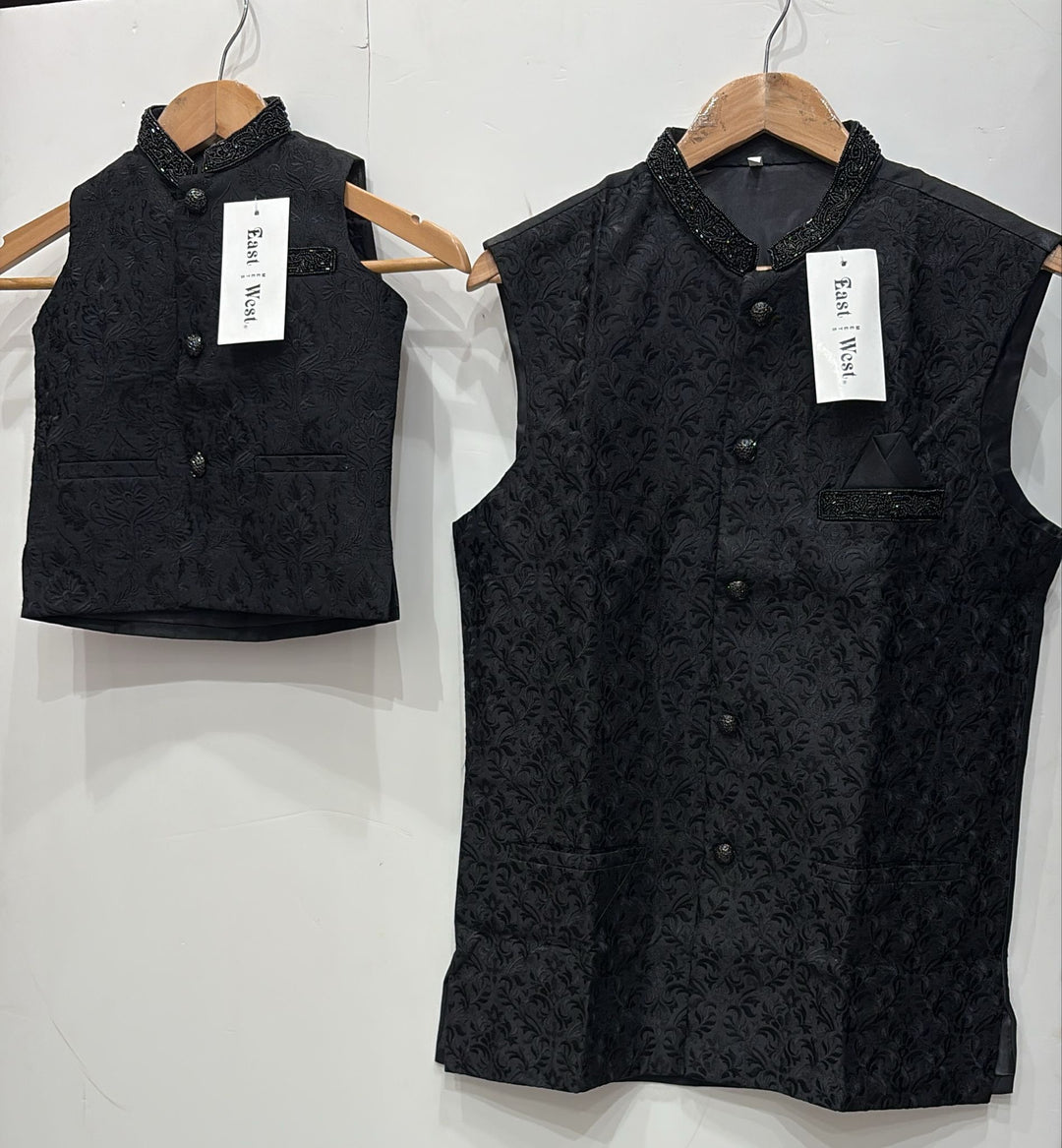 NW13 - BLACK EMBROIDERED WAISTCOAT