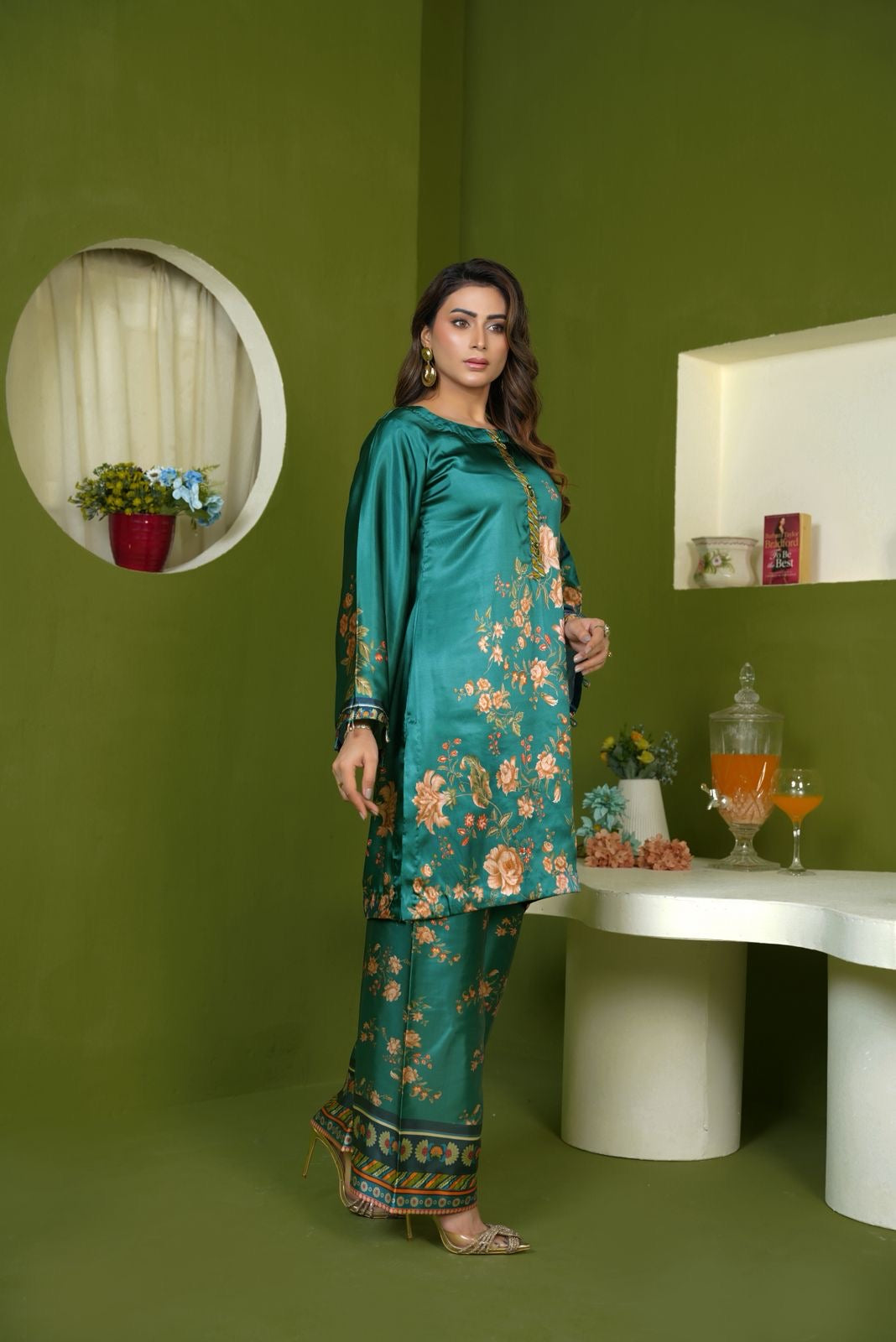 Sh10- SHAMOZ SILK PRINT CO-ORD 2 PIECE