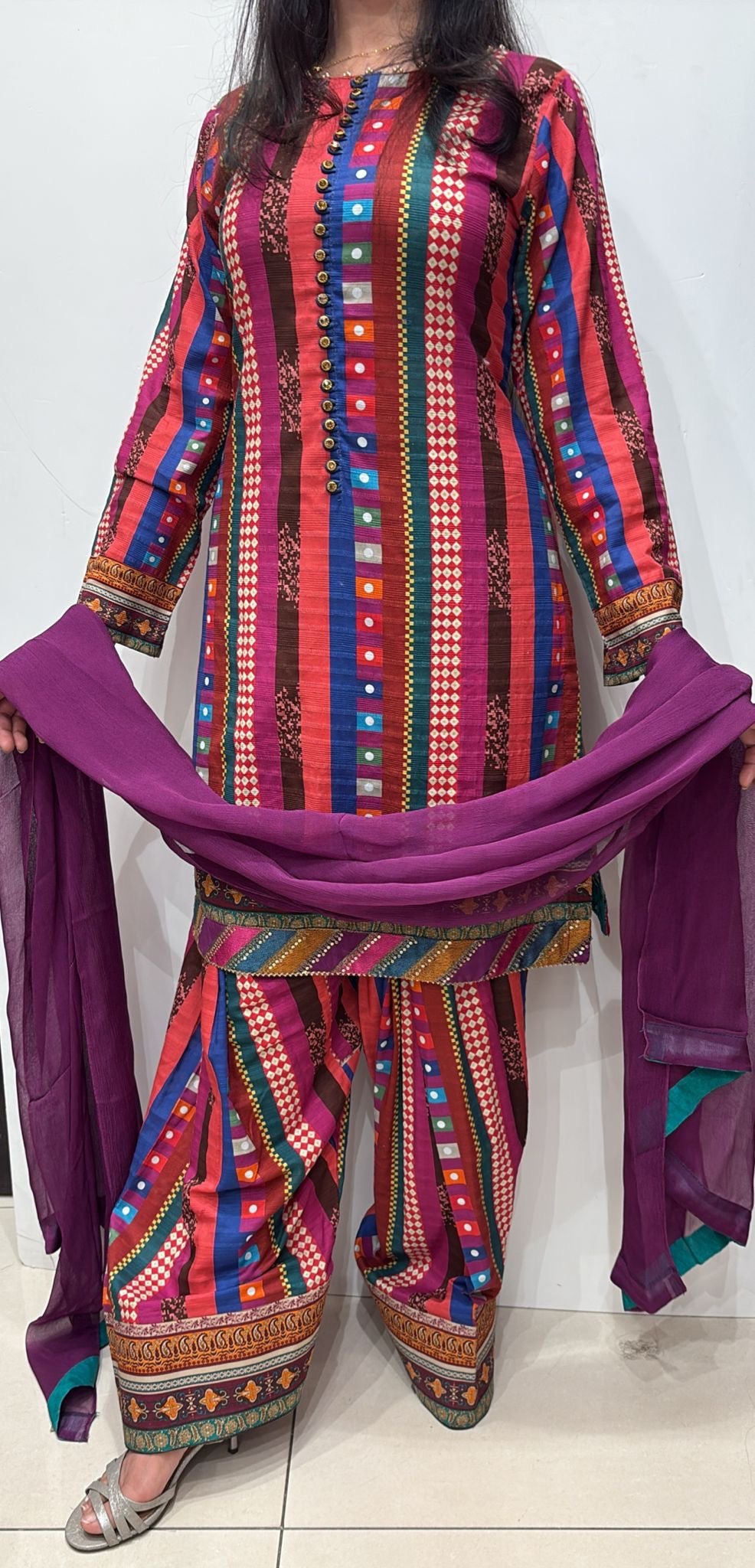 FKL02- Farshi Shalwar Embroidered Cotton 3pc suit