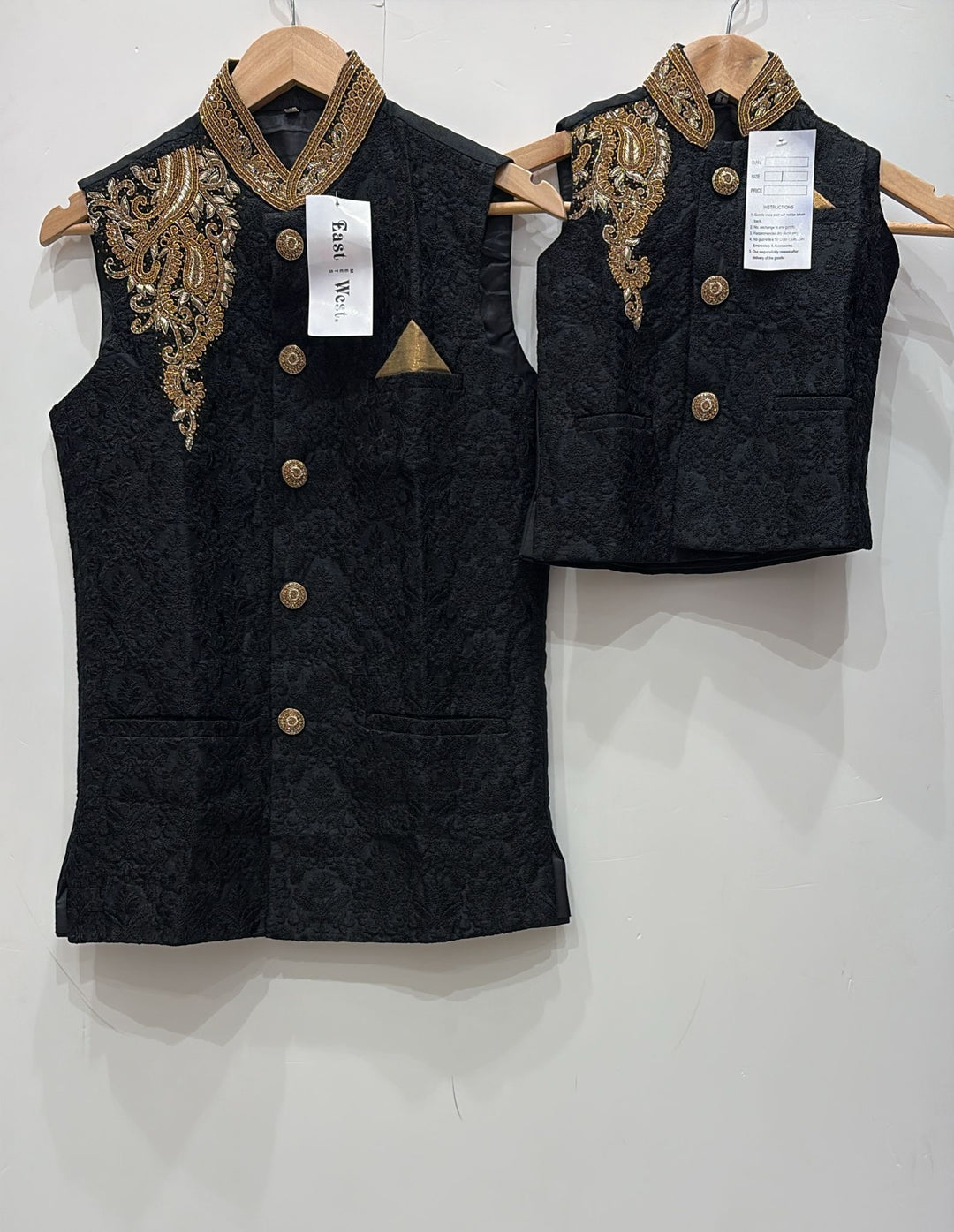 NW01 - BLACK EMBROIDERED WAISTCOAT