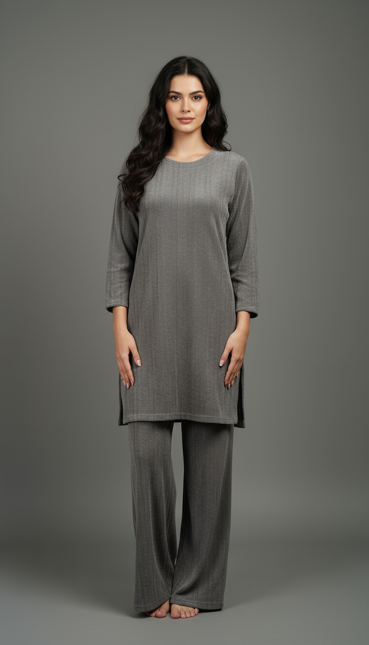 GREY WINTER STRETCH JERSEY CO-ORD SETS JV05D