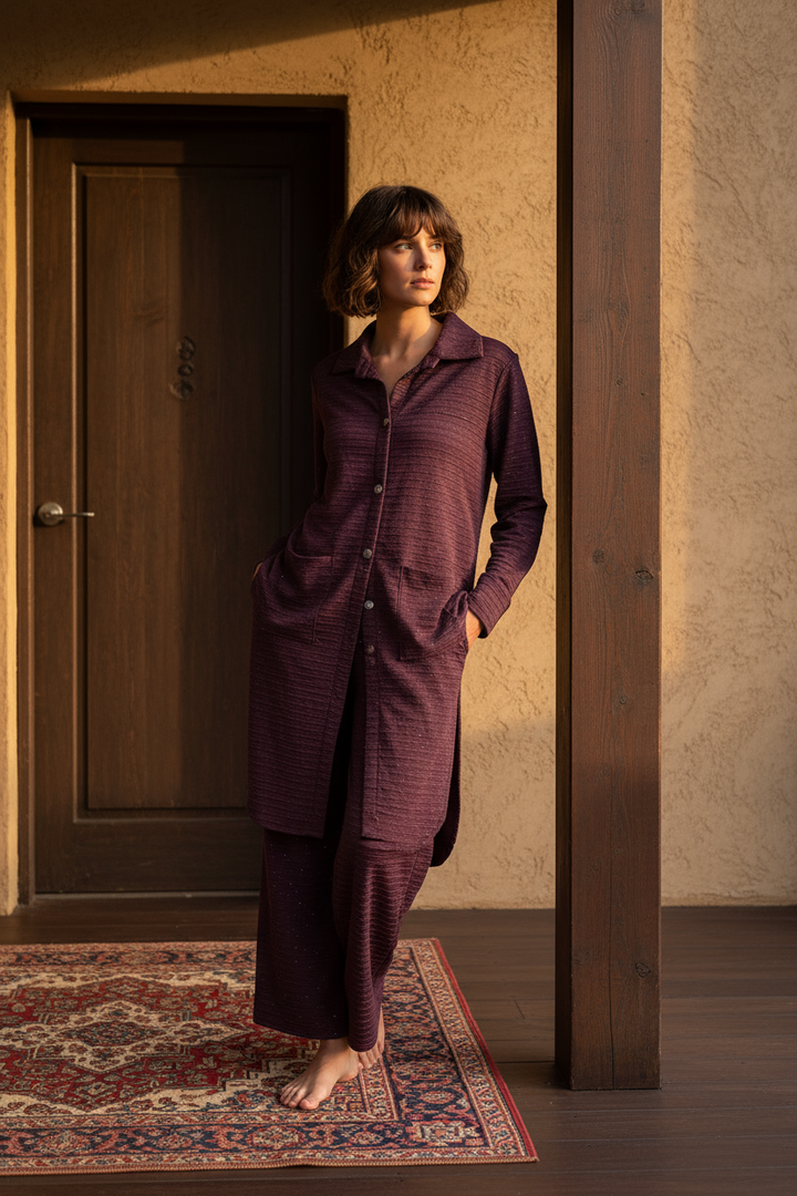 LC03 - PLUM WINTER LYCRA CO-ORD SETS