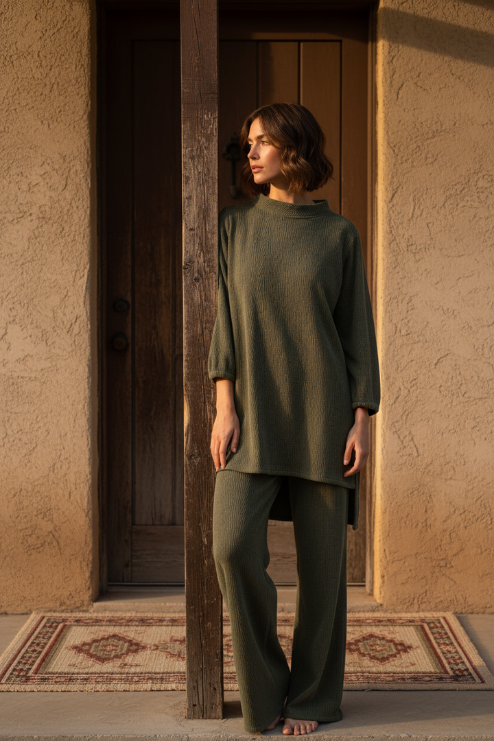 LV05 - GREEN WINTER STRETCH JERSEY CO-ORD SETS