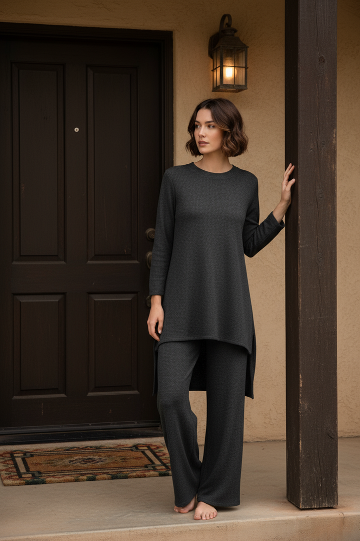 LV01 - DARK GREY WINTER STRETCH JERSEY CO-ORD SETS