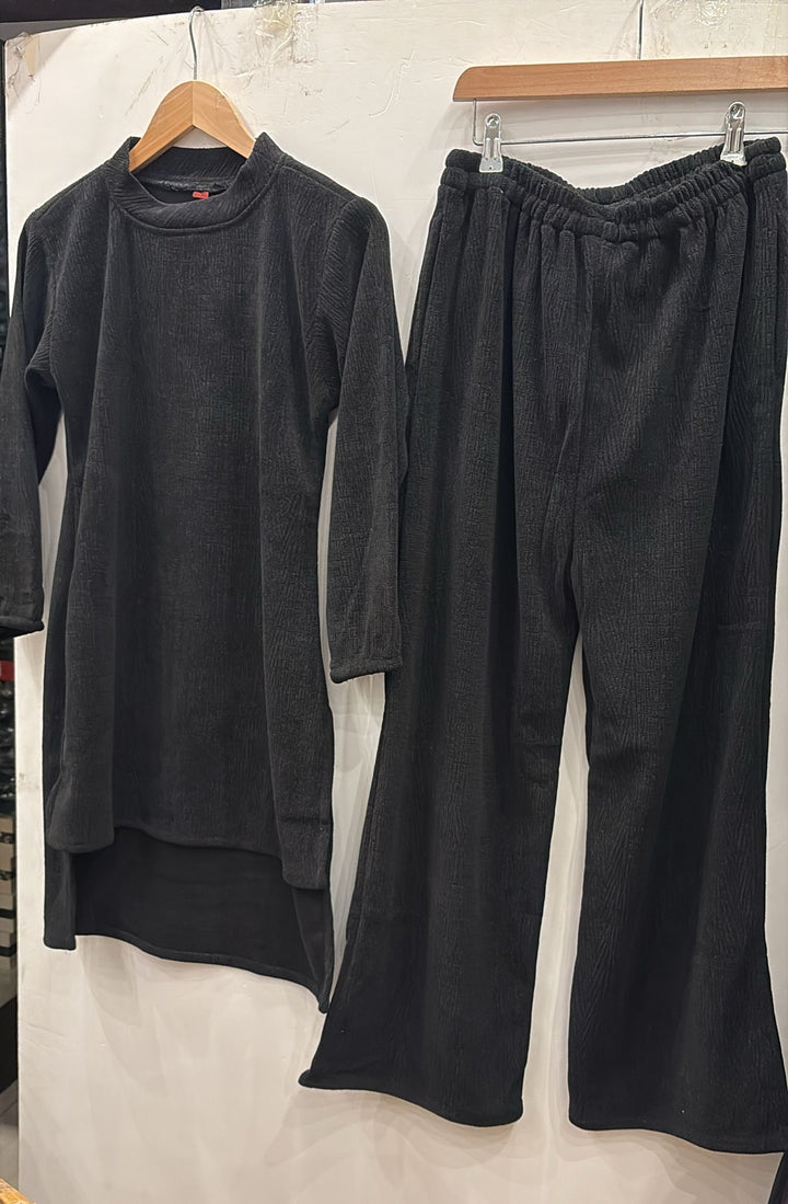 LV06 - BLACK WINTER STRETCH JERSEY CO-ORD SETS