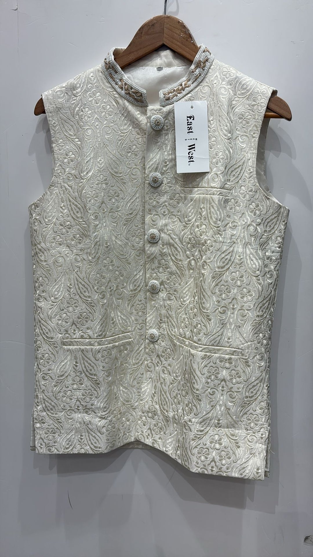 CW50 - CREAM EMBROIDERED WAISTCOAT