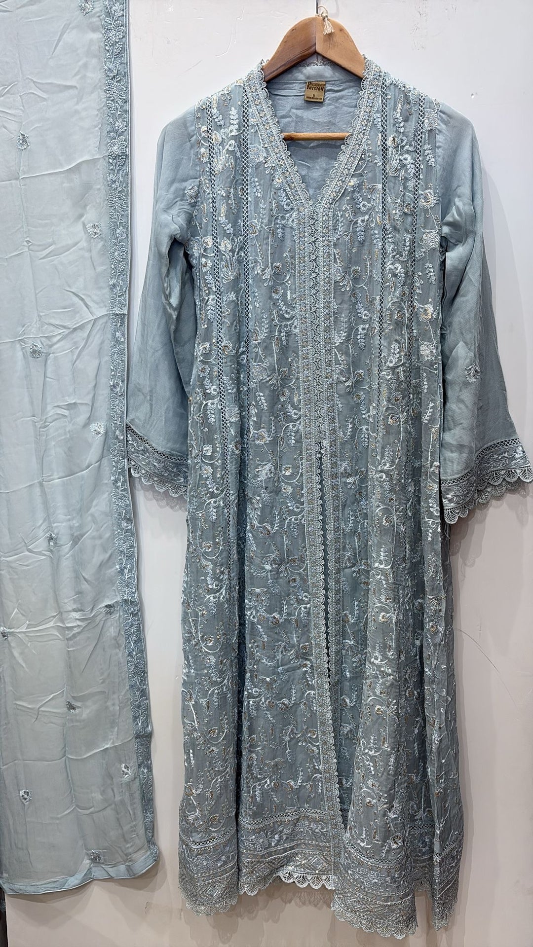 331D-EMBROIDERED CHIFFON 3 PIECE SUIT