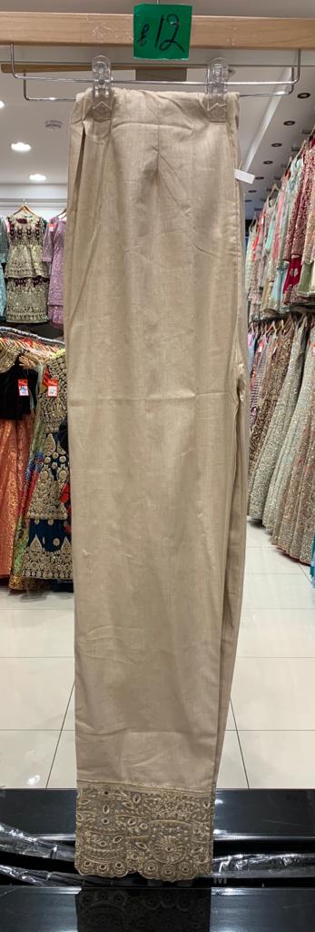 Beige Embroidered trousers TS204