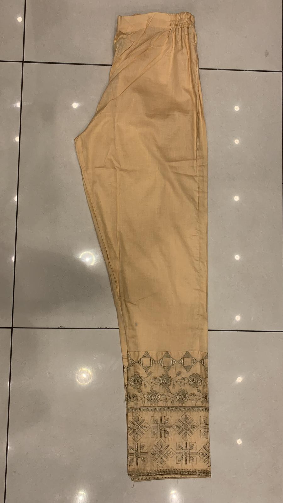 Beige Embroidered trousers TS211