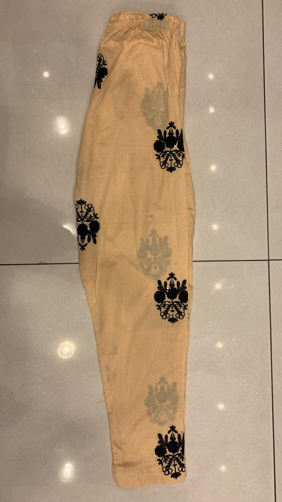 Beige Embroidered trousers TS210