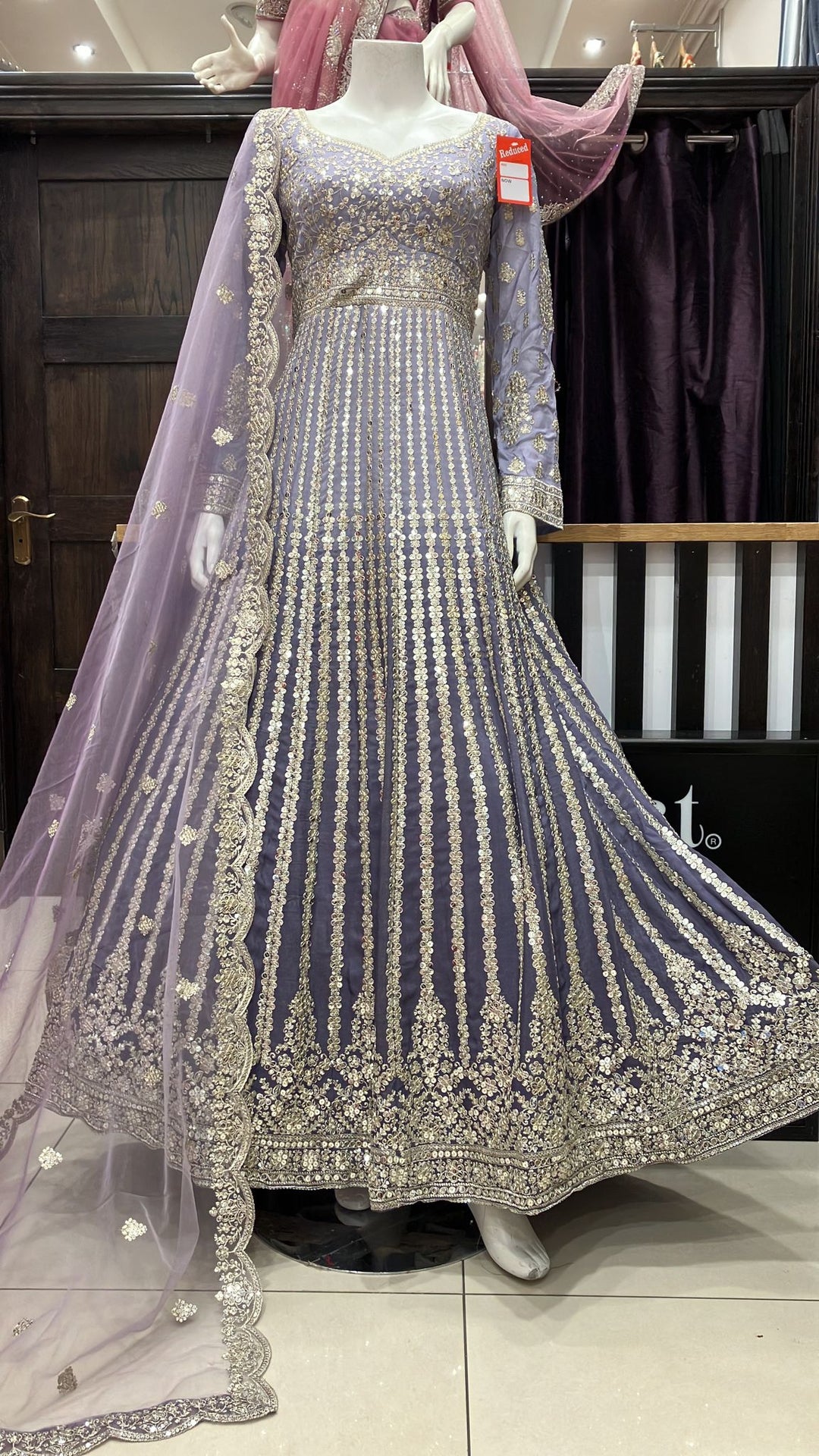 Heavy Embroidered & Embellished net long dress 3000A