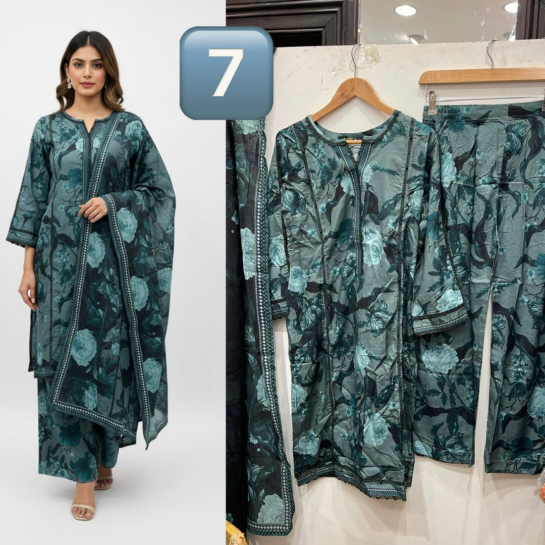 BL07- LINEN PRINT 3 PIECE SUIT