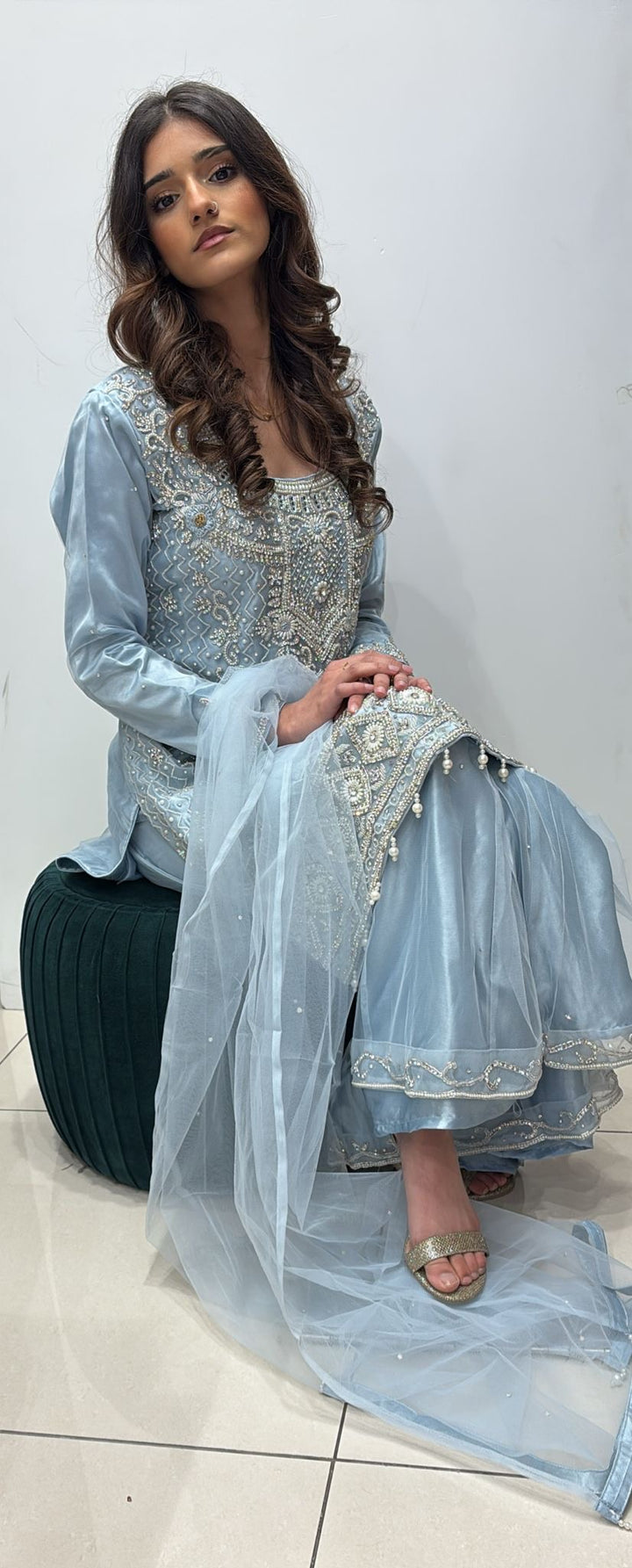 EMBROIDERED NET SHARARA SUIT 0192A