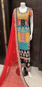 HEAVY EMBROIDERED & EMBELLISHED 3 PIECE SUIT 160A