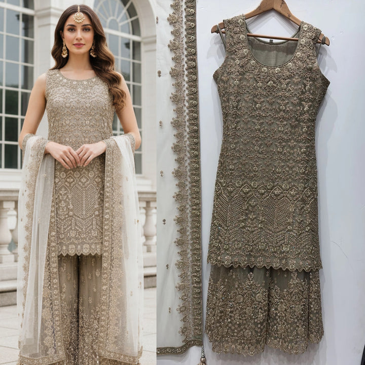 7006A- EMBROIDERED & EMBELLISHED SHARARA SUIT