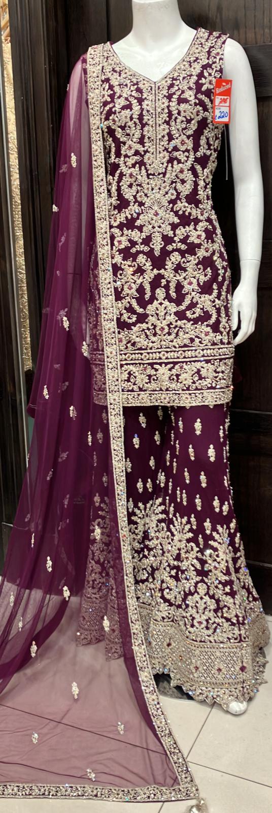 HEAVILY EMBROIDERED NET SHARARA SUIT 131B