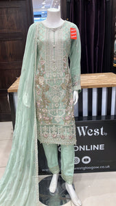 EMBROIDERED CHIFFON 3 PIECE SUIT 481B