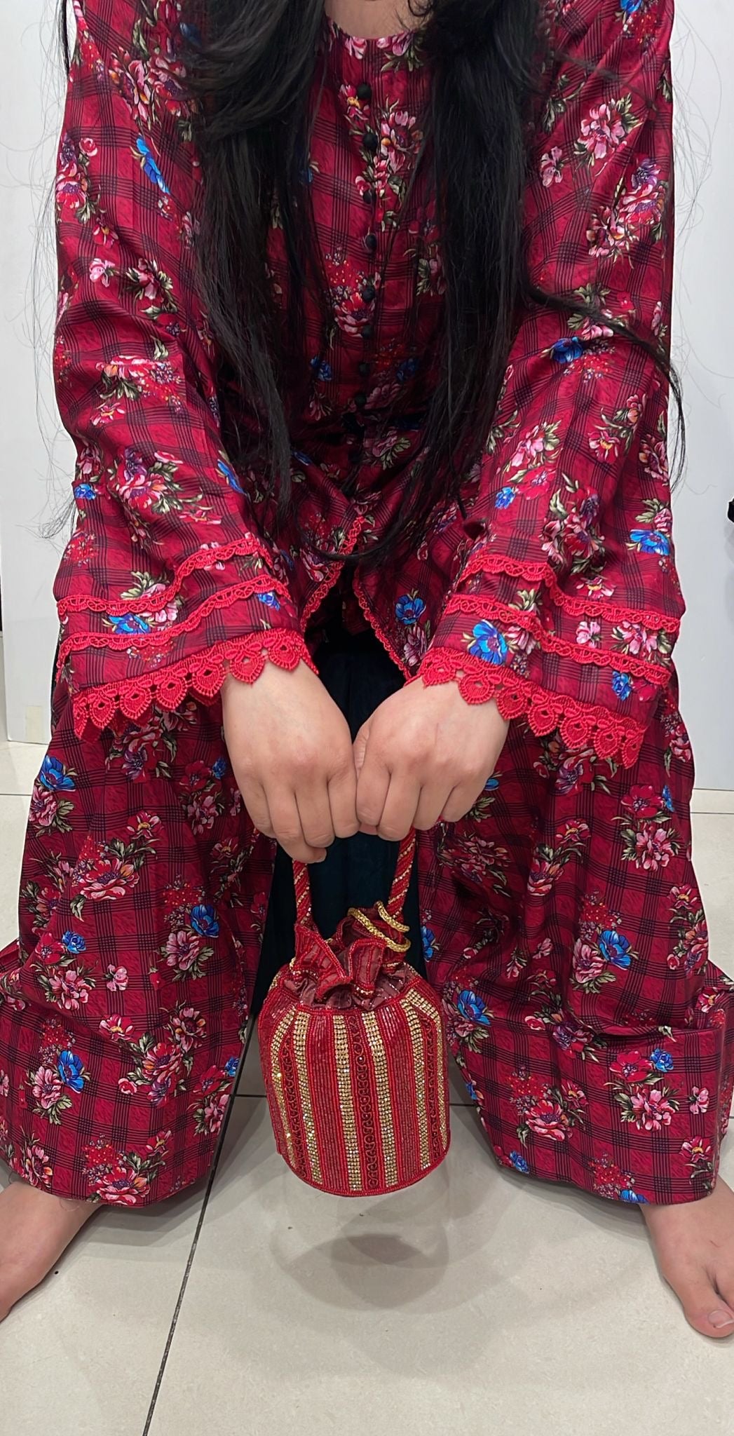 FTO1 - COTTON PRINT FARSHI SHALWAR 2 PIECE SUIT
