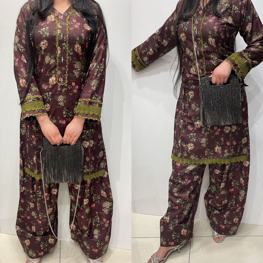 FTO3 - COTTON PRINT FARSHI SHALWAR 2 PIECE SUIT