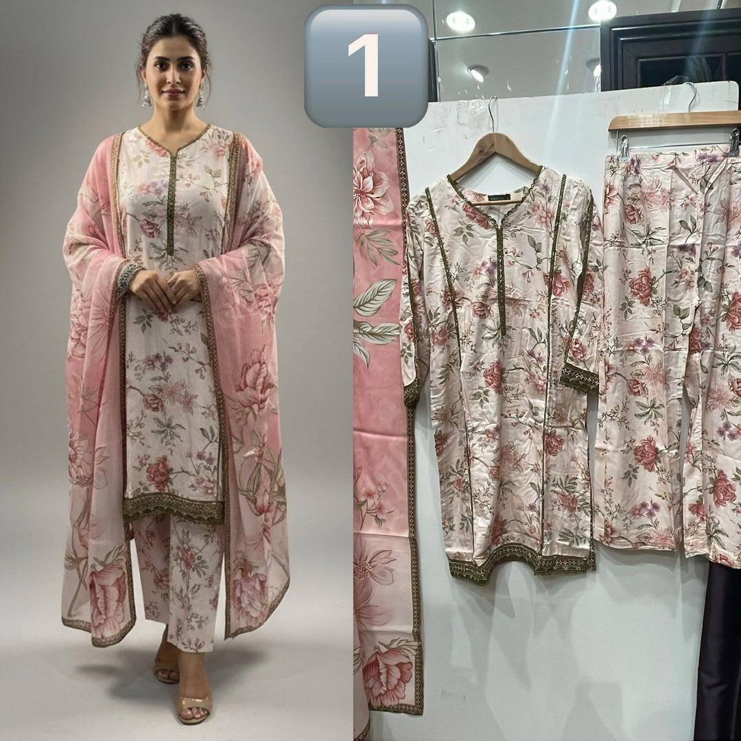 BL01- LINEN PRINT 3 PIECE SUIT