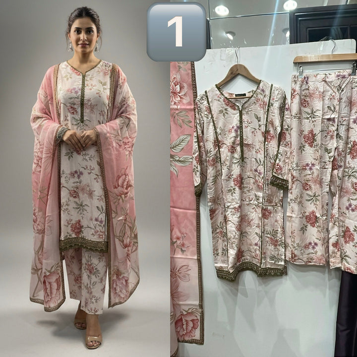 BL01- LINEN PRINT 3 PIECE SUIT