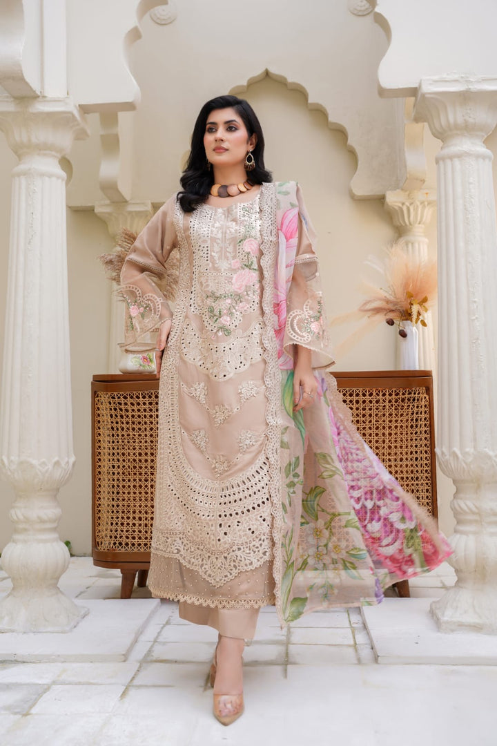 1146B - Embroidered Linen 3 Piece suit
