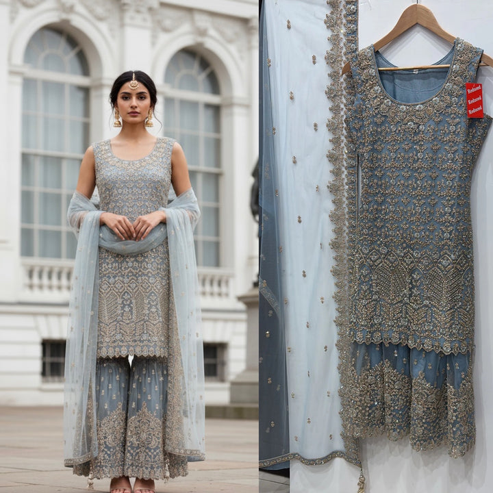 7006C- EMBROIDERED & EMBELLISHED SHARARA SUIT