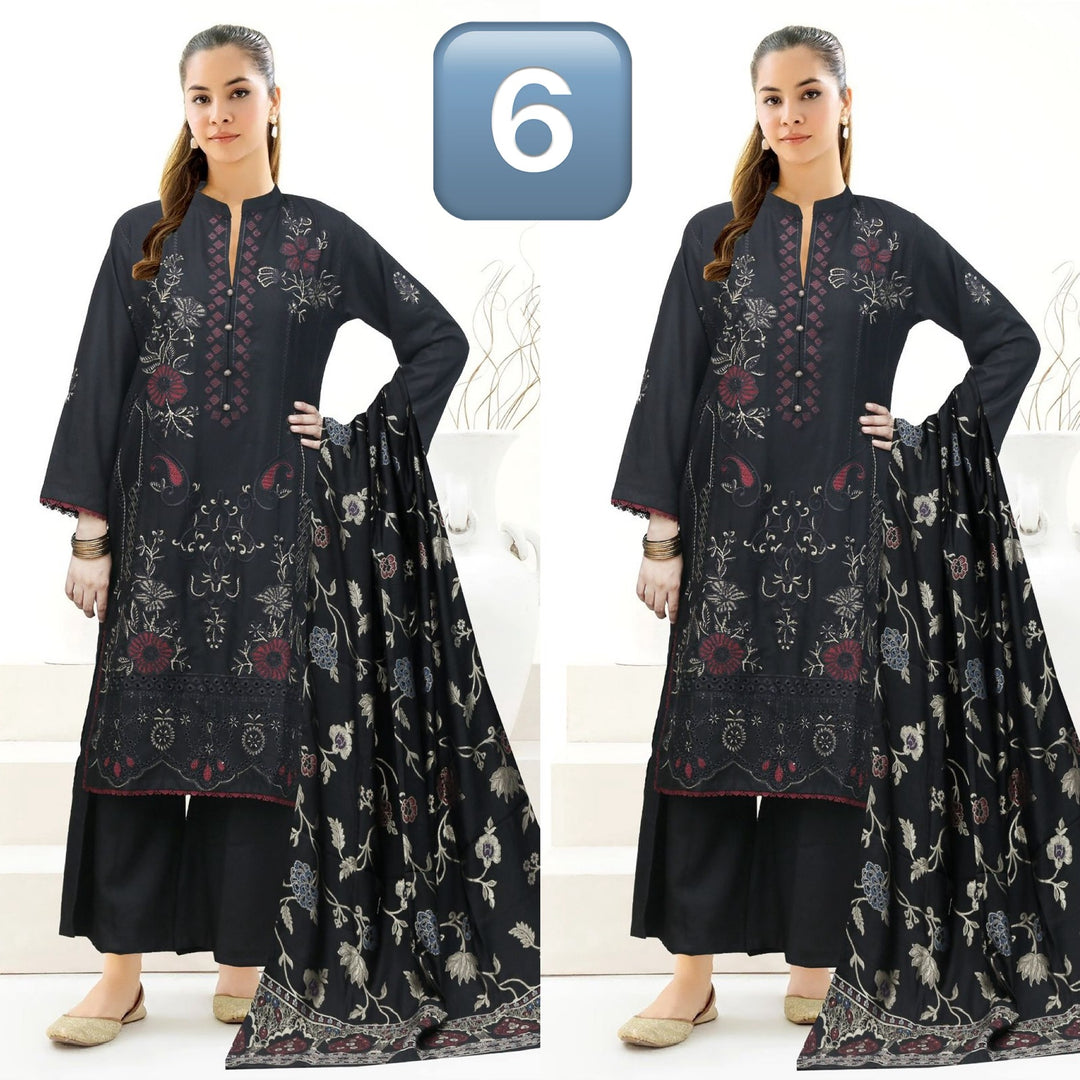 DF06 - BLACK DHANAK LINEN EMBROIDERED SUIT