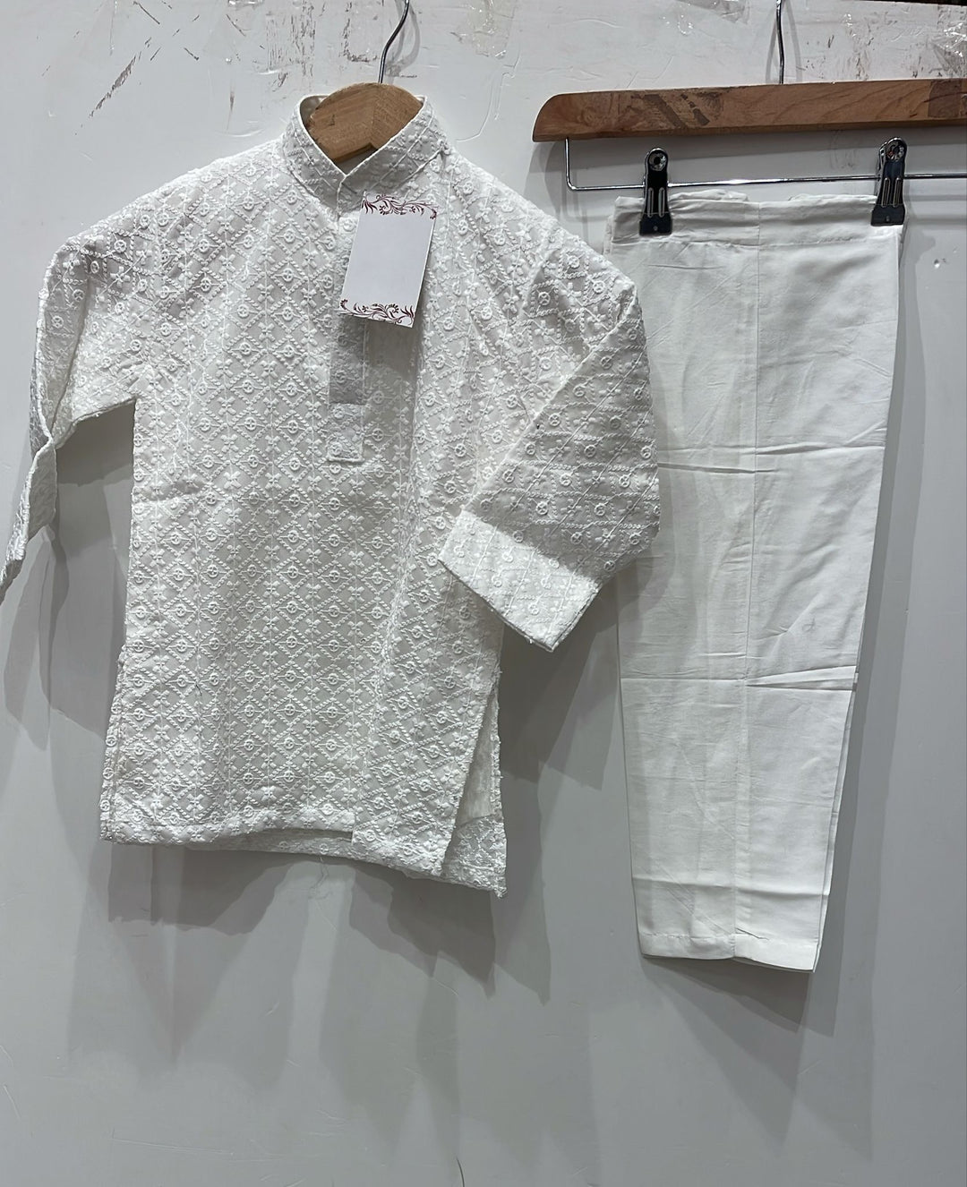 CK781A -  BOYS WHITE CHIKANKARI 2PC SET