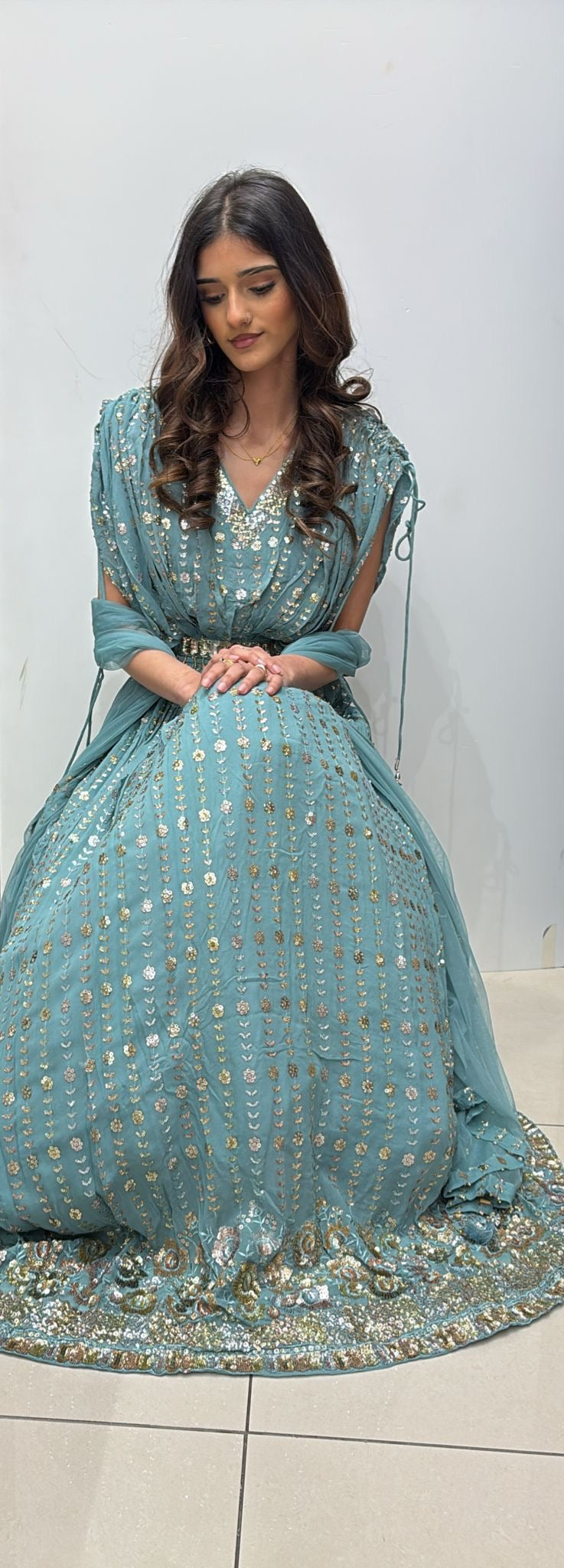 EMBROIDERED CHIFFON LENGHA CHOLI 0212B