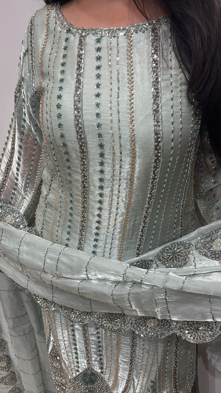 390E - EMBROIDERED & EMBELLISHED SILK SUIT