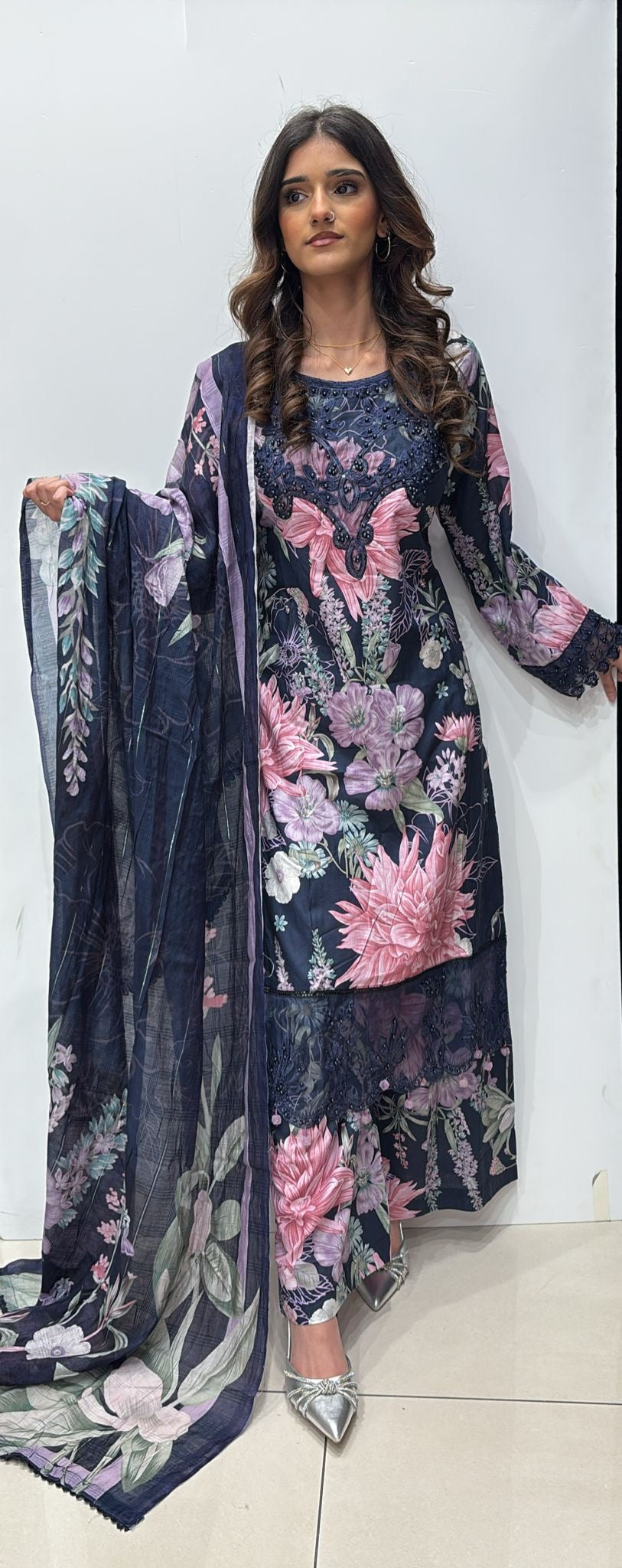 MP03 - Maria B inspired Embroidered Cotton 3pc suit