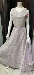 PURPLE EMBROIDERED NET LENGHA CHOLI 0211B