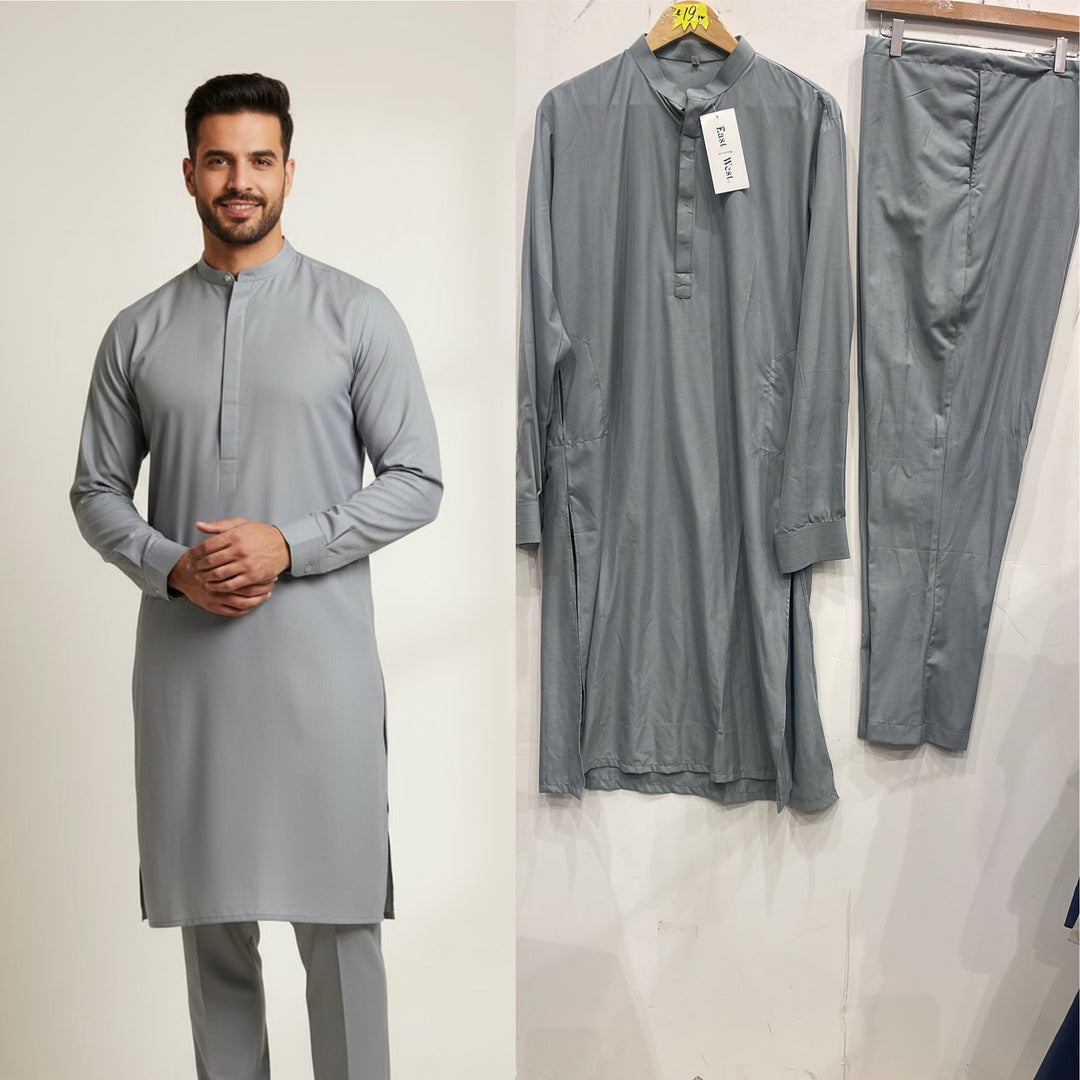 MN21B Men's Grey traditional Kameez set