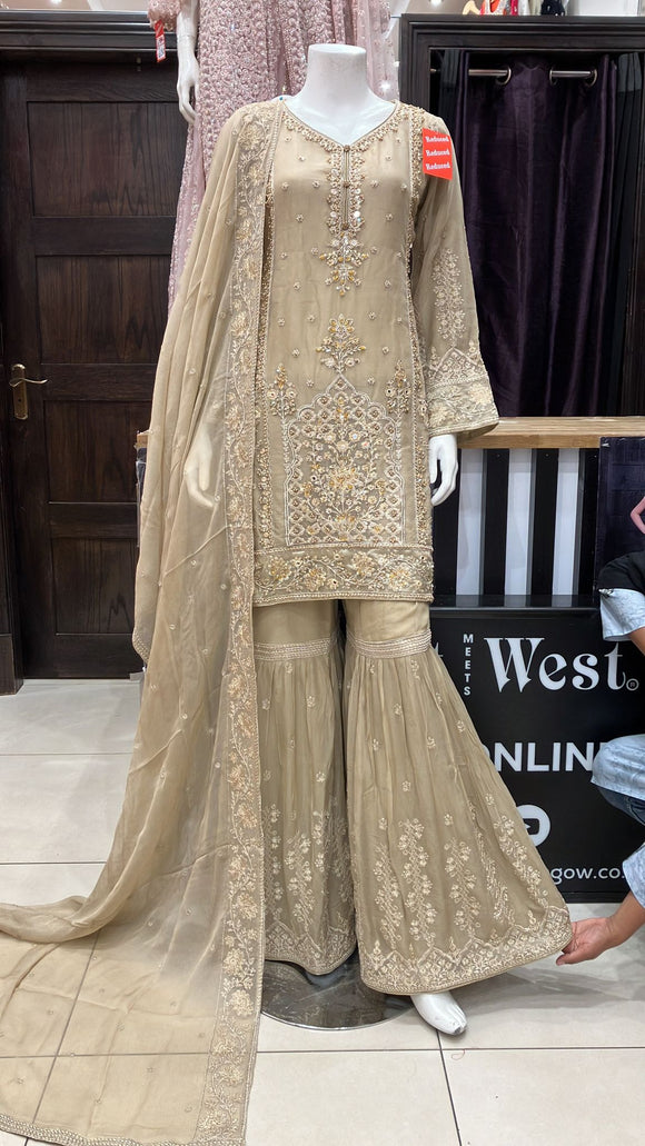 Chiffon Embroidered Gharara suit 470A