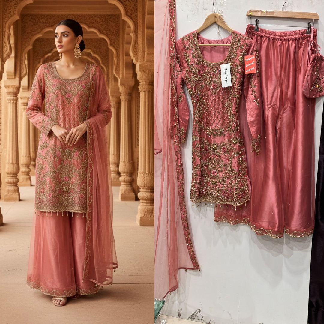 198A - EMBROIDERED & EMBELLISHED NET SUIT