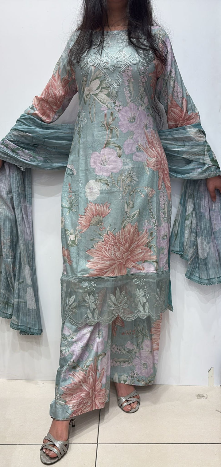 MP12 - Maria B inspired Embroidered Cotton 3pc suit