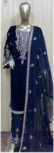 BLUE EMBROIDERED VELVET SUIT NV61D