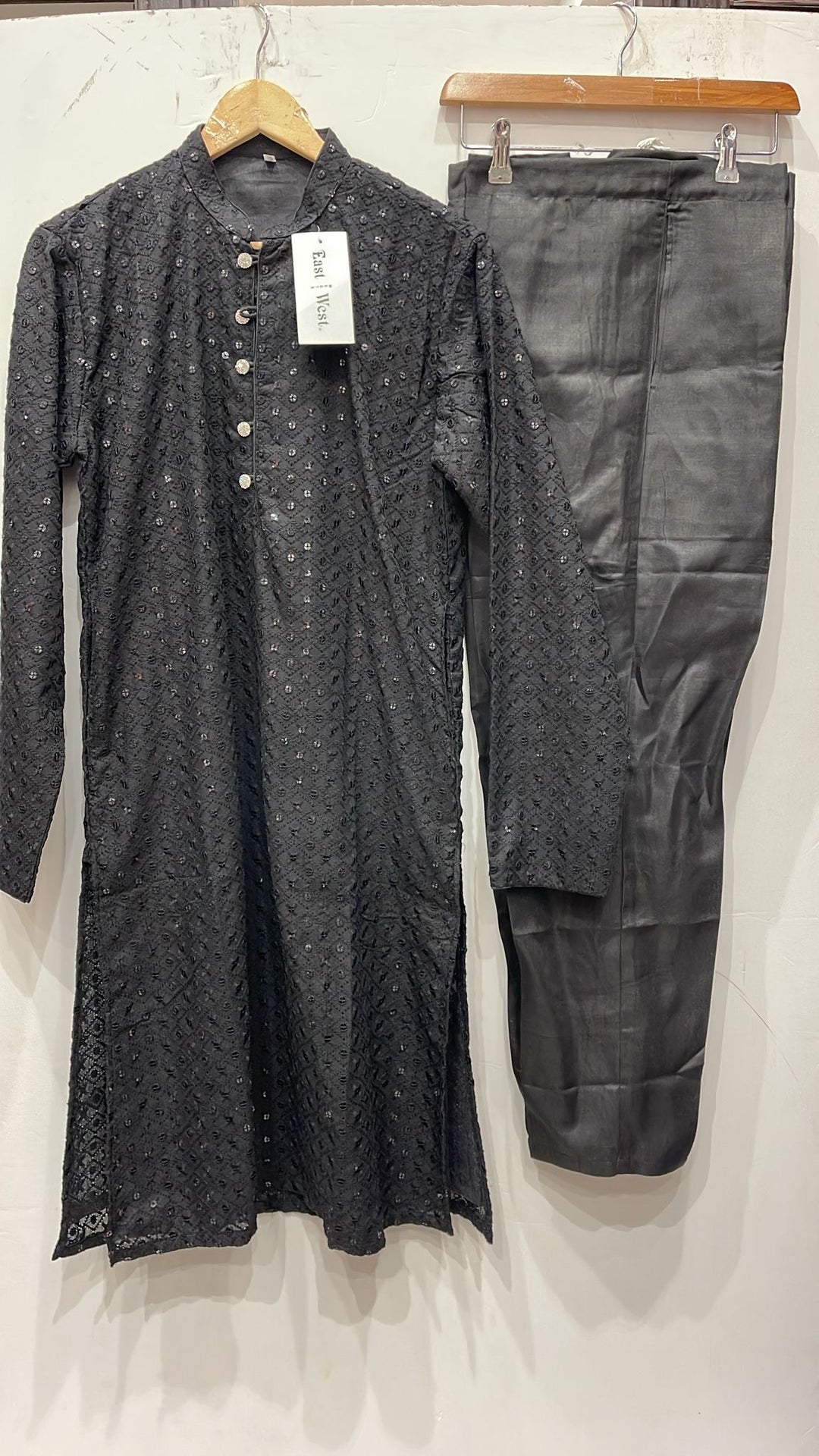 CK751C  - Black Chikankari Set for Boys and Men