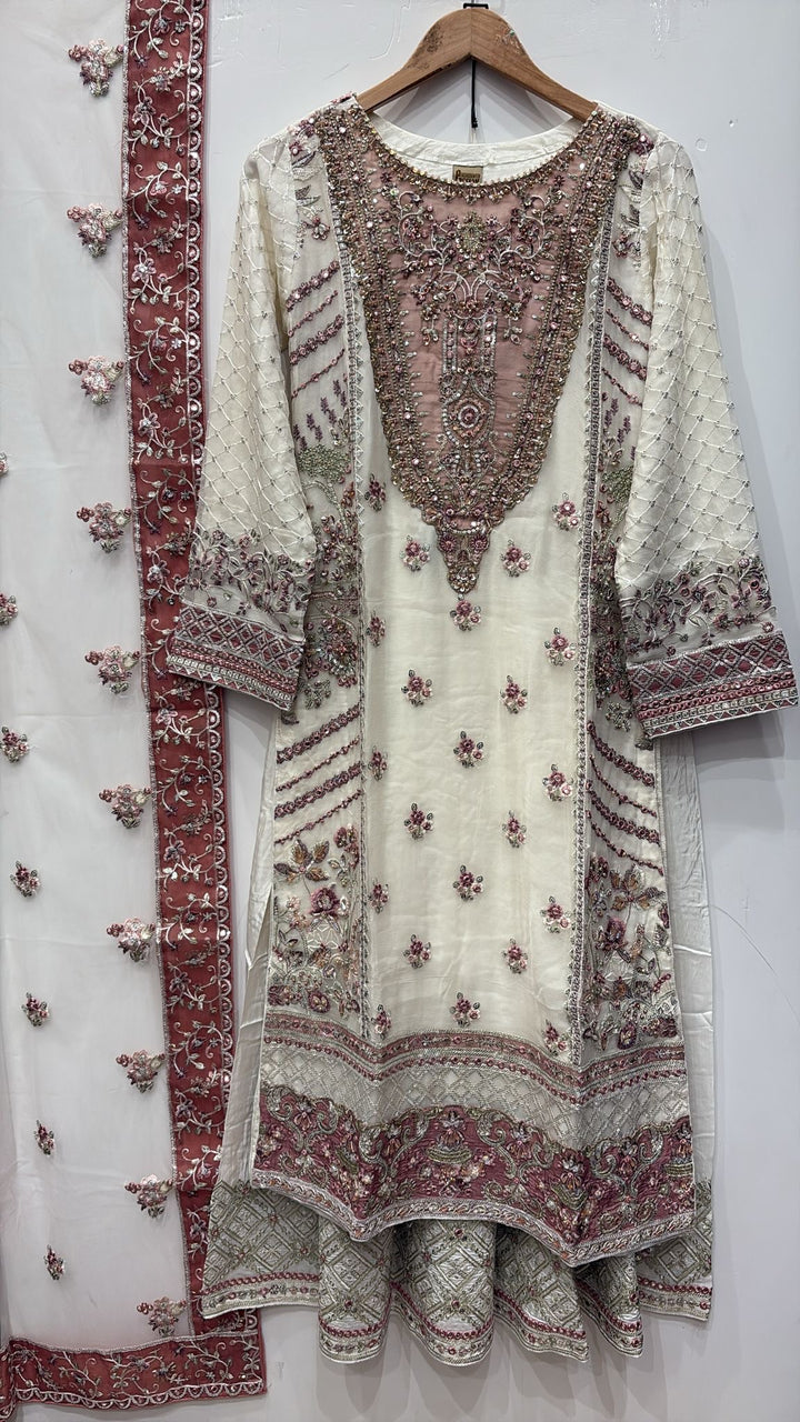 367a- CHIFFON EMBROIDERED SHARARA SUIT