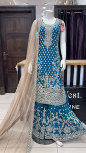 HEAVY EMBROIDERED NET SHARARA SUIT 164A